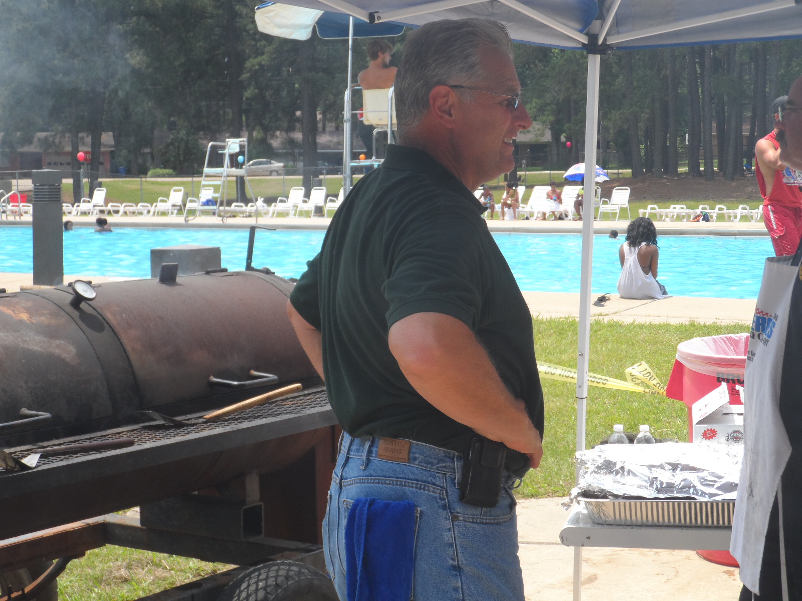 Fireman in charge of grills